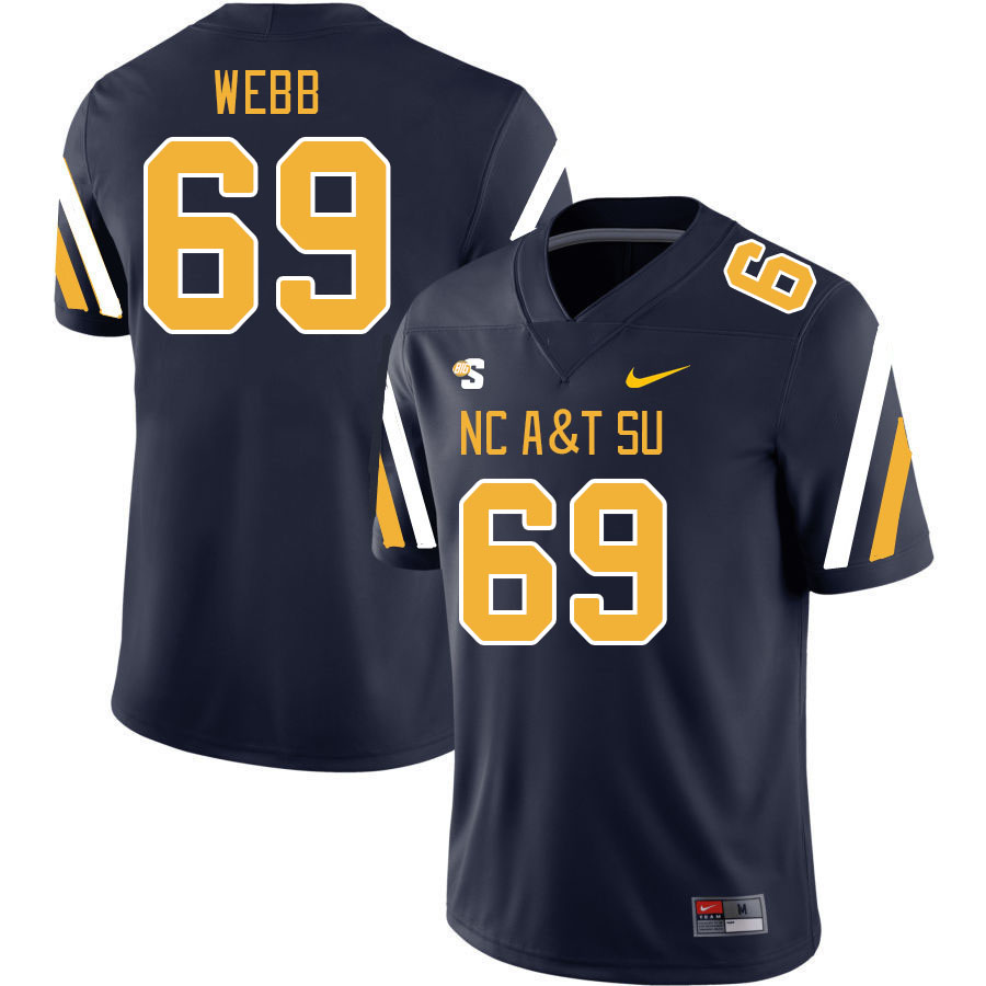 Men-Youth #69 Spencer Webb North Carolina A&T Aggies 2023 College Football Jerseys Stitched-Blue